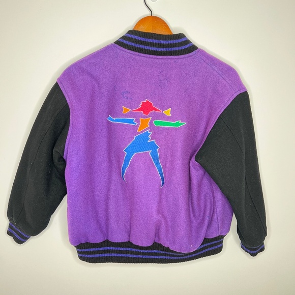 Vintage 90s American Girl Wool Varsity Purple Logo Jacket M - Picture 1 of 6